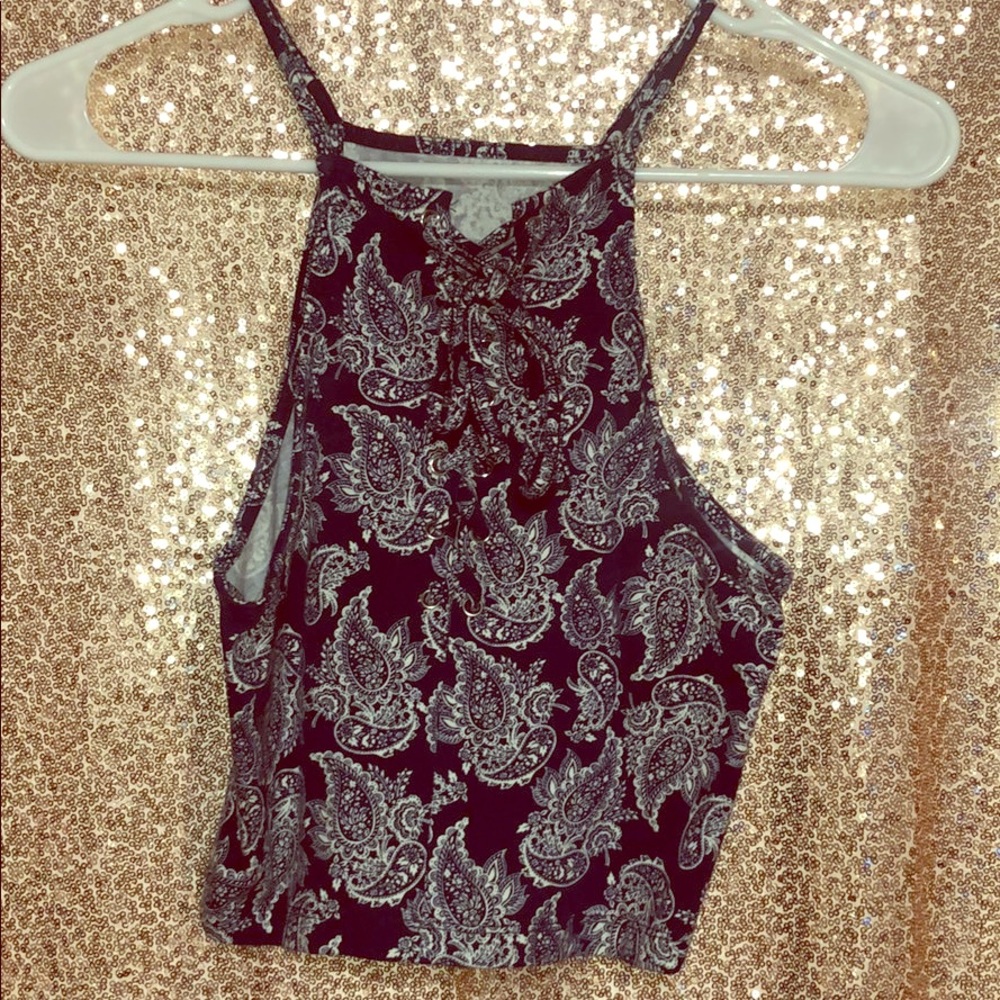 Paisley Print Navy Crop top